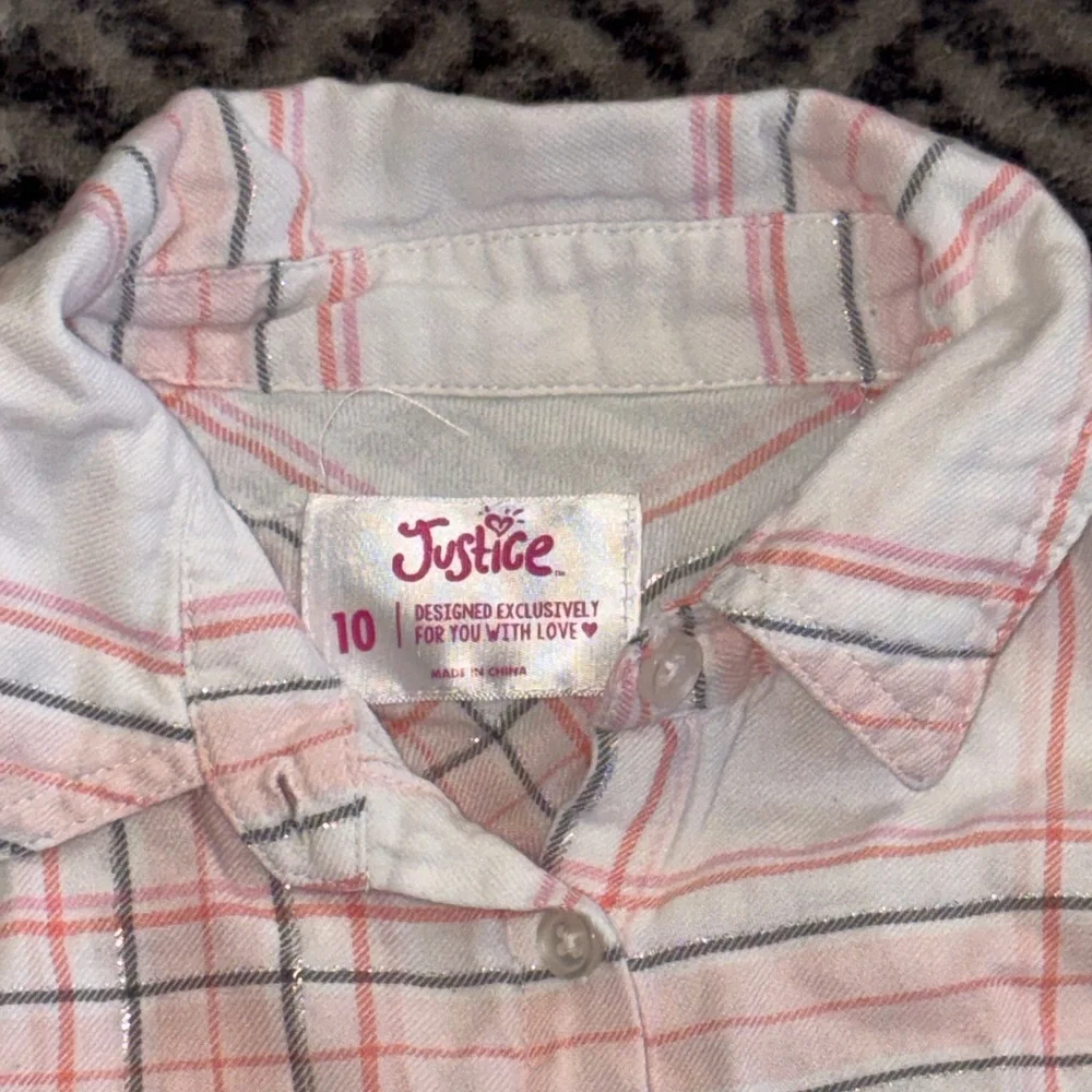 🦋Justice Pink Ombre Plaid Button-Down Shirt